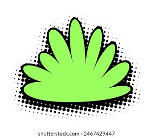 A lush, vibrant green floral design takes center stage against a dotted black and white background in this bold pop art piece.