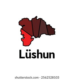 Lushun City of China map vector illustration, creative design template
