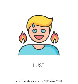 Lust RGB Color Icon. Passionate Affection, Strong Sexual Desire, Lewdness. Concupiscence, Emotional Reaction. Person Feeling Aroused Isolated Vector Illustration