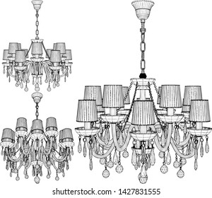 Luster Chandelier Vector 55. Illustration Isolated On White Background. A vector illustration Of A Chandelier.