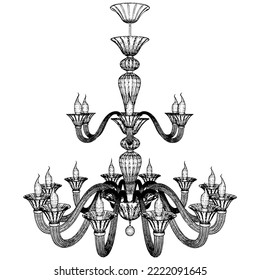 Luster Chandelier Vector 72. Illustration Isolated On White Background. A vector illustration Of A Chandelier.