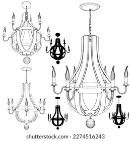 Luster Chandelier Vector 78. Illustration Isolated On White Background. A vector illustration Of A Chandelier.