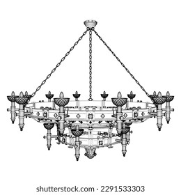 Vector Luster Chandelier 82. Ilustración Aislada En Fondo Blanco. Ilustración vectorial De Una Lámpara.