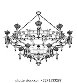 Luster Chandelier Vector 83. Illustration Isolated On White Background. A vector illustration Of A Chandelier.