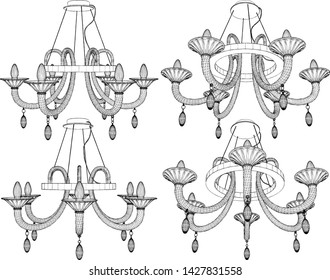 Luster Chandelier Vector . Illustration Isolated On White Background. A vector illustration Of A Chandelier.