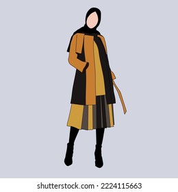 lustration of dress for muslimah (Muslim woman) with combination of Eagle tone colour