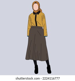 lustration of dress for muslimah (Muslim woman) with combination of Eagle tone colour