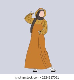 lustration of dress for muslimah (Muslim woman) with combination of Eagle tone colour