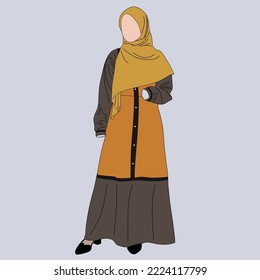 lustration of dress for muslimah (Muslim woman) with combination of Eagle tone colour