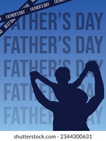 lustration for father's day. Best dad in the world. Son and father.
