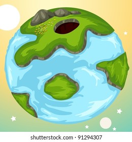lustration of landscape cartoon globe