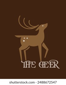 lustration of northern reindeer. Simple contour vector illustration for emblem, badge, insignia.