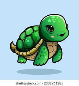 lustration of a smiling cartoon Happy cute sea turtle cartoon isolated on blue background for kids education or apparel kids