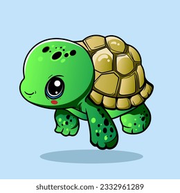 lustration of a smiling cartoon Happy cute sea turtle cartoon isolated on blue background for kids education or apparel kids