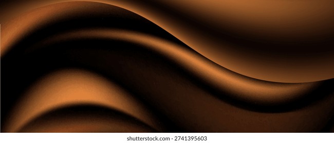 Lustrous Elegance Brown Orange Silk Satin Background, Velvety Waves Chocolate Gradient Satin Texture, Abstract Background,vector Eps10.