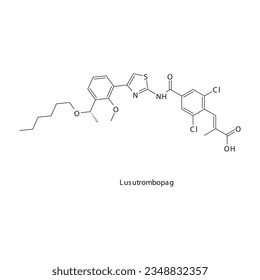 Lusutrombopag flat skeletal molecular structure Antifibrinolytics drug used in risk of bleeding treatment. Vector illustration.