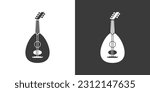 Lute flat web icon. Lute logo design. String instrument simple lute sign silhouette icon with invert color. Lute solid black icon vector design. Musical instruments concept