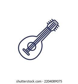 Lute Icon On White, Line Vector