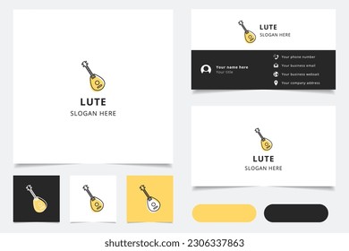 Lute logo design with editable slogan. Branding book and business card template.