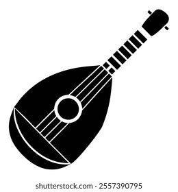 lute silhouette art illustration on white background 