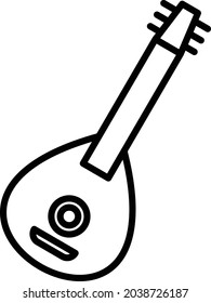 Lute Vector Line Icon Design
