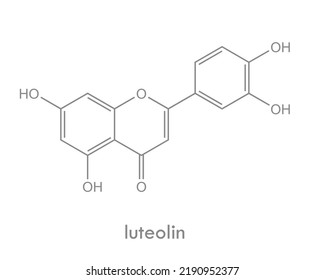 Estructura luteolin. Molécula de compuestos aromonoides y amarillos encontrados en muchas plantas.
