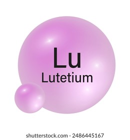 Lutetium element icon. Pink gradient spheres. Vector chemistry symbol. Shiny reflective design.