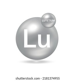 Lutetium Molekül Modelle silbergrau. Konzept der Ökologie und Biochemie. Einzige Kugeln auf weißem Hintergrund. 3D-Vektorgrafik.