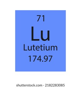 Lutetium symbol. Chemical element of the periodic table. Vector illustration.