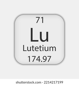 Lutetium symbol. Chemical element of the periodic table. Vector illustration.
