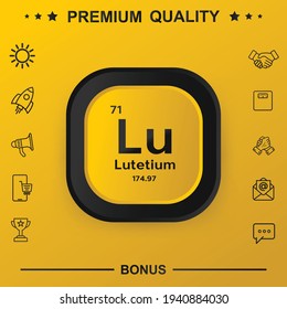 Lutetium symbol with yellow button