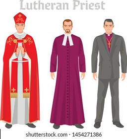 Lutheran priest in vestment, flat illustration