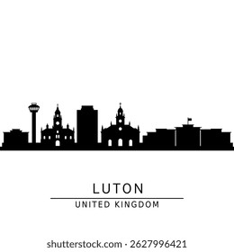 Luton Skyline Reino Unido Silhueta.