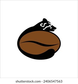 Luwak with premium luwak coffee and coffee beans in cross section. Minimalist isolated vector illustration design for coffee shop. Modern Dynamic Cart