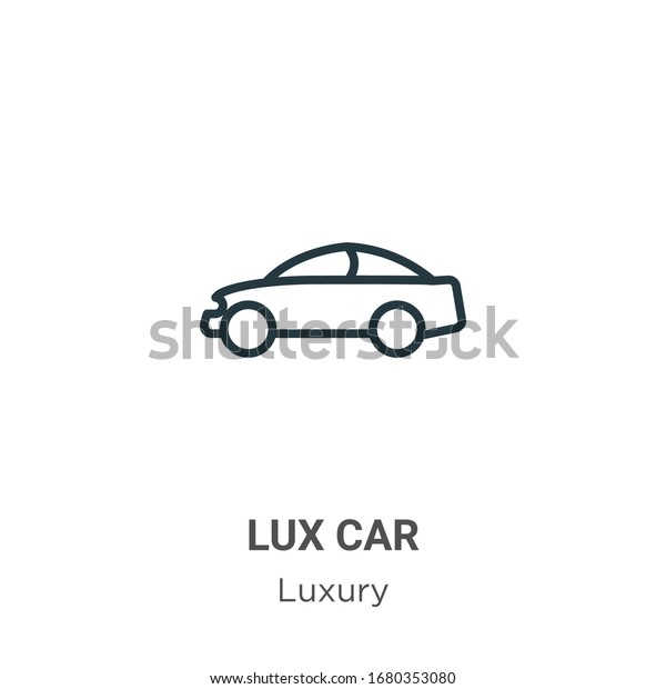 Lux car outline vector icon.\
Thin line black lux car icon, flat vector simple element\
illustration from editable luxury concept isolated stroke on white\
background