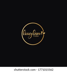 Lux Glam Golden Color Logo Design.