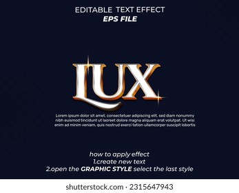 lux text effect, font editable, typography, 3d text. vector template