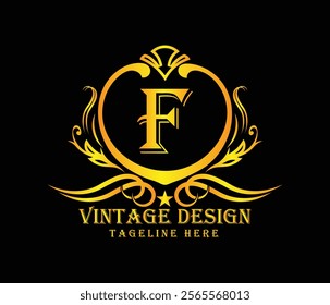 Luxary F letter logo design