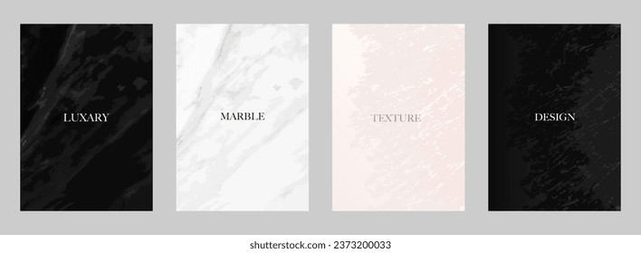  Luxary marble texture set. Royal collection with black, white, pastel pink line background pattern for business cover, wedding invitation, gift card, elegant menu, eco catalog