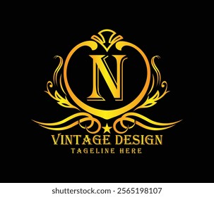 Luxary N letter logo design