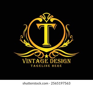 Luxary T letter logo design