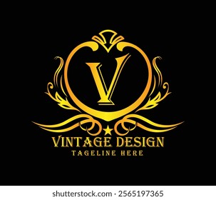 Luxary V letter logo design