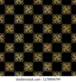 Luxe Gold Black Chess Board Style Pattern, Seamless Vector, Drawn Texture Illustration Trendy Party Invitations, Elegant Packaging, Festive Backdrop, Metallic GameDesign, Luxury Foil Gift Wrapping