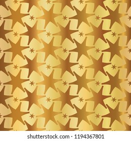 Luxe Gold Starry All Over Seamless Vector Pattern. Drawn Silhouette Stars llustration for Winter Fashion Prints, Christmas Packaging, Magical Paper Goods, Luxury Golden Wrapping or Golden Stationery. 