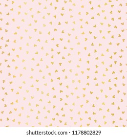 Luxe Rose Gold Love Hearts Sprinkles Texture Pattern, Seamless Vector Background, Romantic Ditsy Foiled Heart Confetti Illustration for Pink Valentines Wedding Invitations, Metallic Party Stationery