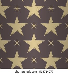 Luxe royal seamless pattern with soft gray magic star and american star ornament signs in style of fashion on dust rose brown shining background. Attractive pattern design for all kinds of surfaces.