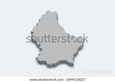 Luxembourg 3d isometric map with borders regions