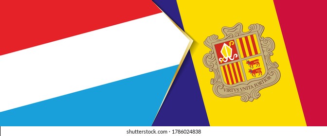 Banderas de Luxemburgo y Andorra, dos banderas vectoriales símbolo de relación o enfrentamiento.