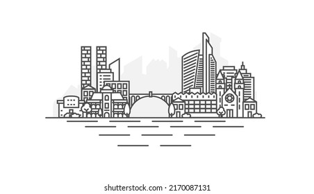 Luxembourg architecture line skyline illustration. Linear vector cityscape with famous landmarks, city sights, design icons. Landscape with editable strokes.