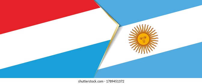 Luxembourg and Argentina flags, two vector flags symbol of relationship or confrontation.